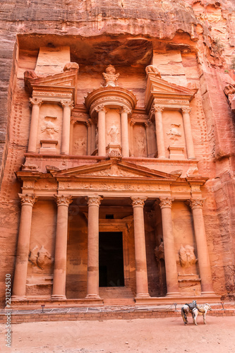 Ancient nabataean temple Al Khazneh (Treasury) located at Rose city - Petra, Jordan