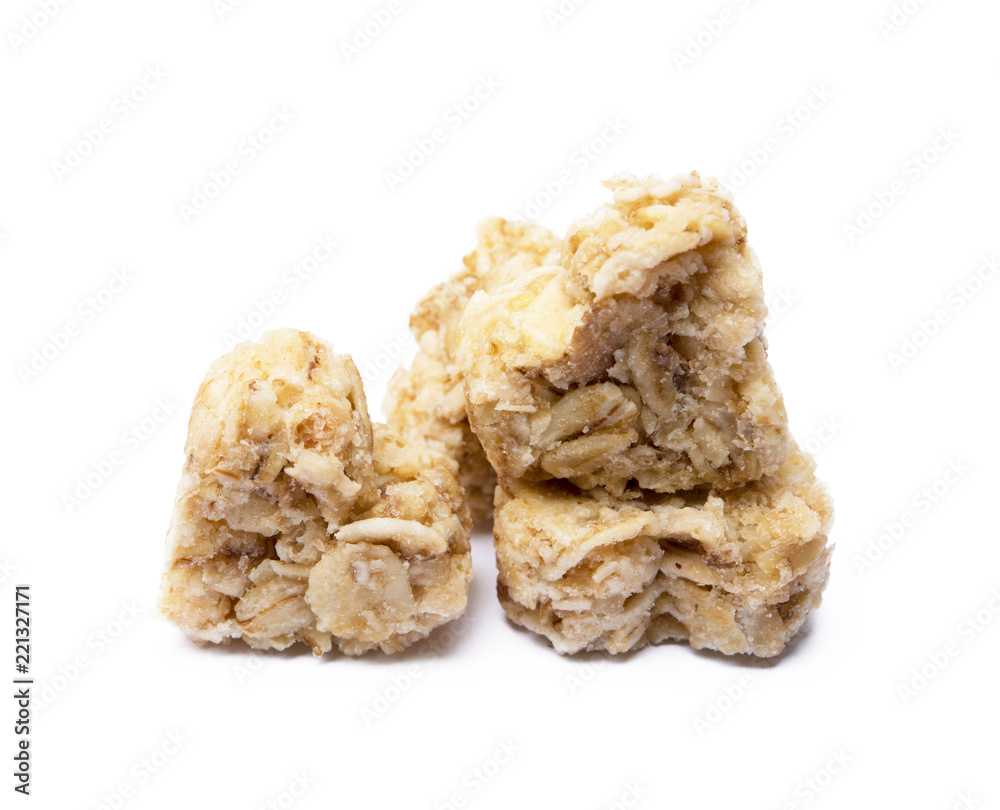 Oatmeal heart dessert isolated on white background Oatmeal heart dessert isolated on white background