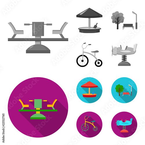 Carousel, sandbox, park, tricycle. Playground set collection icons in monochrome,flat style vector symbol stock illustration web.