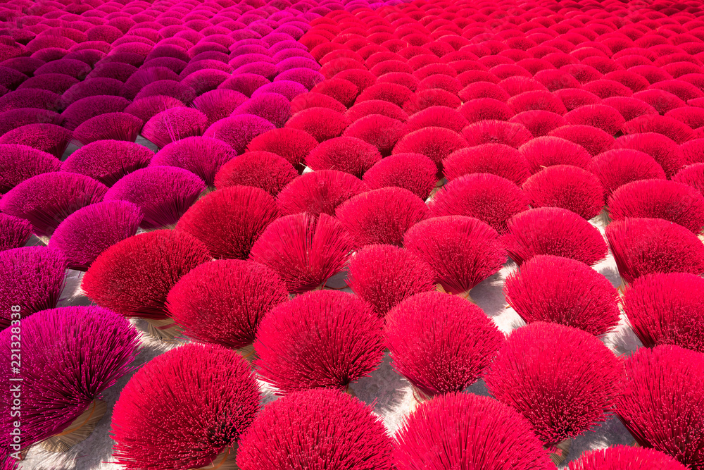 Obraz premium Incense sticks drying outdoor in north of Vietnam