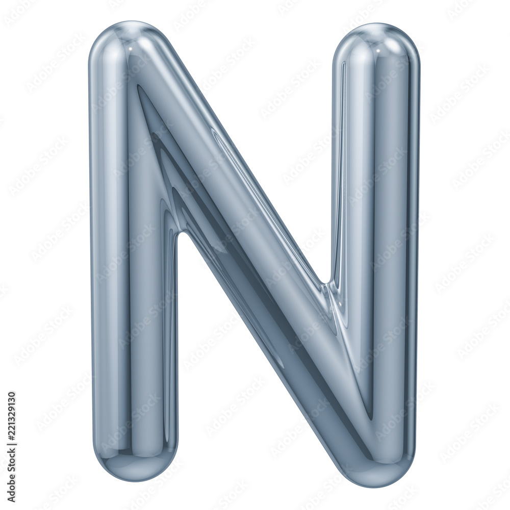 English metallic letter N, 3D rendering English metallic letter N, 3D rendering
