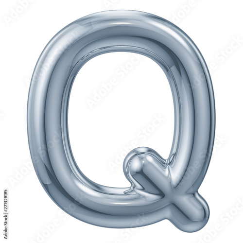English metallic letter Q, 3D rendering
