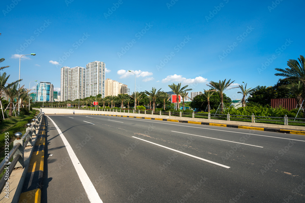 Road and buildings at Hanoi city, Thang Long highway