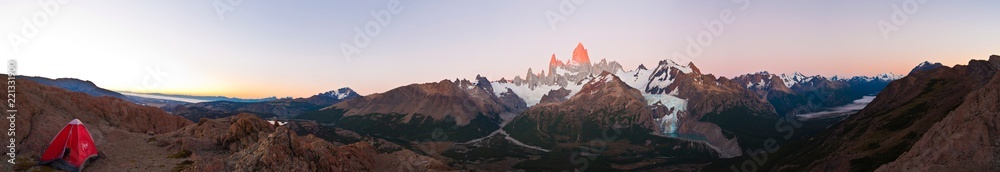 Panoramic view FitzRoy peak, el Chalten, Patagonia, Argentina