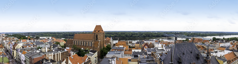 Aerial panorama of Old Town with Cathedral in Torun, Poland