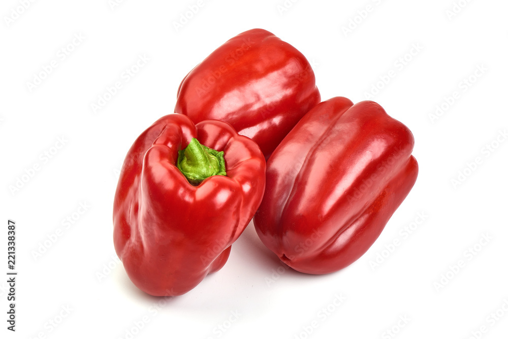 Red ripe bellpeppers, isolated on white background. Red ripe bellpeppers, isolated on white background.