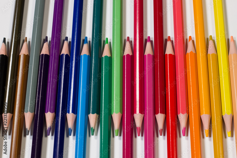 Color pencils on a white background Color pencils on a white background