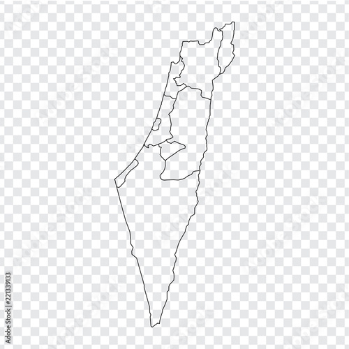 Blank map  Israel. High quality map of  Israel with provinces on transparent background for your web site design, logo, app, UI. Stock vector. Vector illustration EPS10.