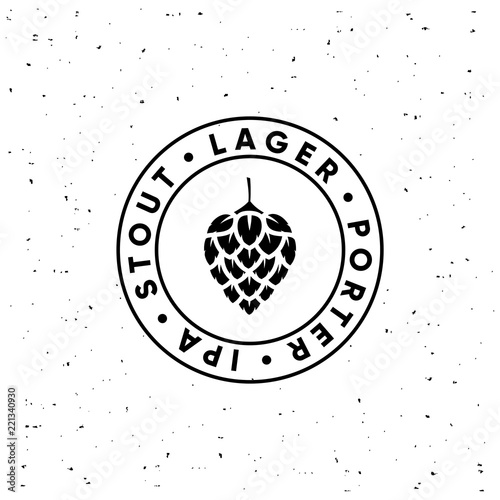 Hop Beer Stamp Black and White. Vector illustration