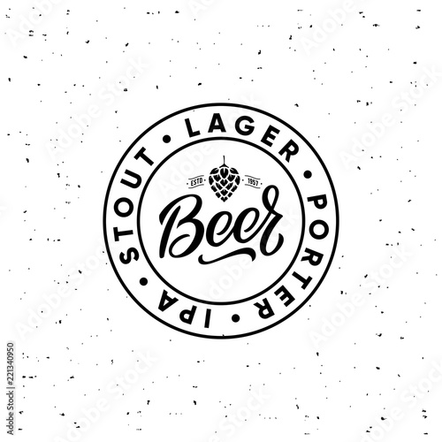 Beer Stamp Black and White. Vector illustration
