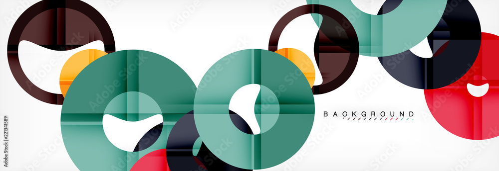 Colorful rings on grey background, modern geometric pattern design. Vector business or technology presentation design template, brochure or flyer pattern, or geometric web banner Colorful rings on grey background, modern geometric pattern design. Vector business or technology presentation design template, brochure or flyer pattern, or geometric web banner