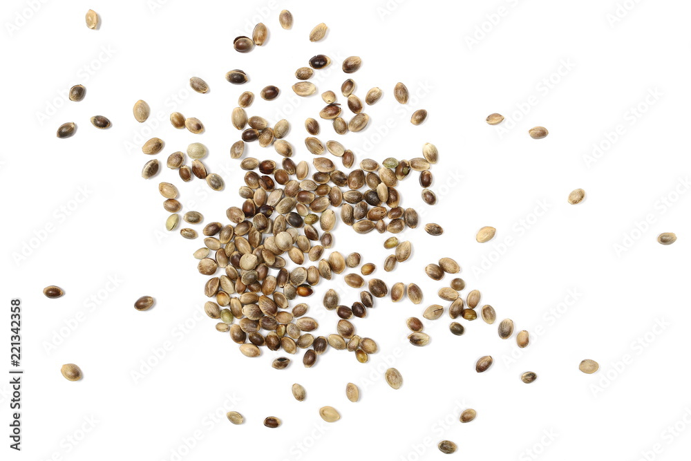 Hemp seeds isolated on white background Hemp seeds isolated on white background