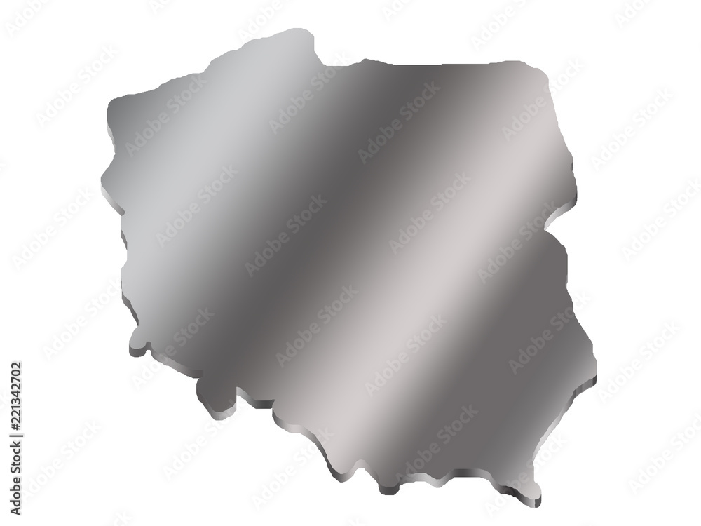 3 d map of Poland with a metal gradient