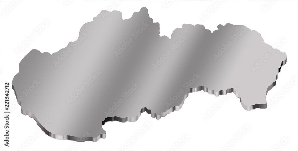 3 d map of Slovak Republic with a metal gradient