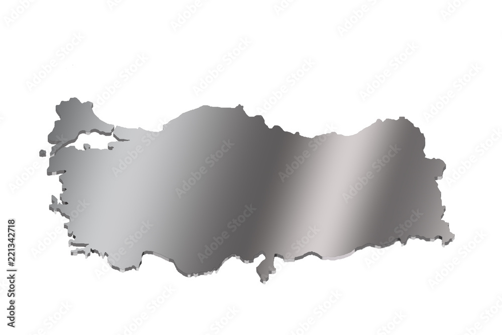 3 d map of Turkey with a metal gradient