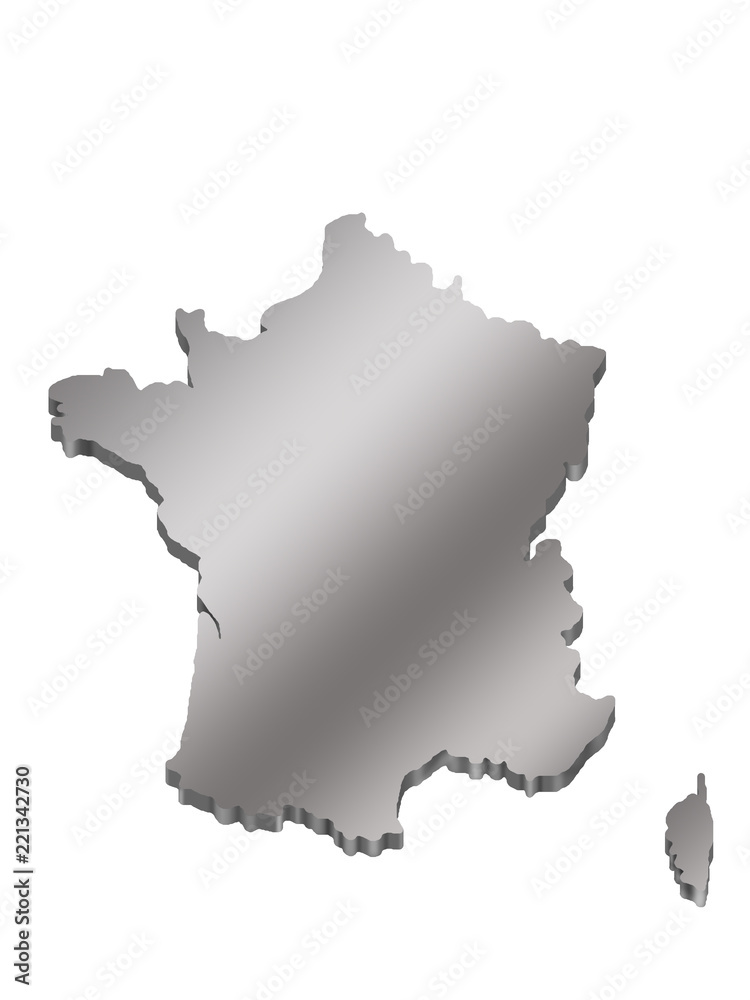 3 d map of France with a metal gradient Stock Illustration | Adobe Stock