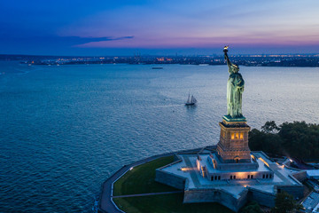 Handdoek met foto Vrijheidsbeeld Luchtfoto Jersey City en NYC  © Jin