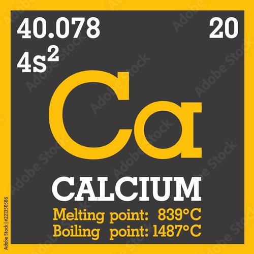 Icon Of The Periodic Table Of Mendeleev Ca Chemical Element Ca With Atomic Mass Designation Electronic Configuration Melting Point Boiling Point And Name Text Calcium Stock Illustration Adobe Stock