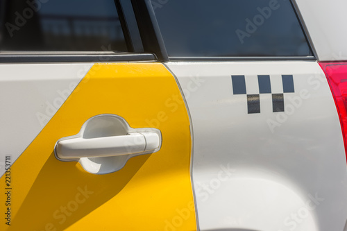 car taxi, kind of passenger door, close-up
