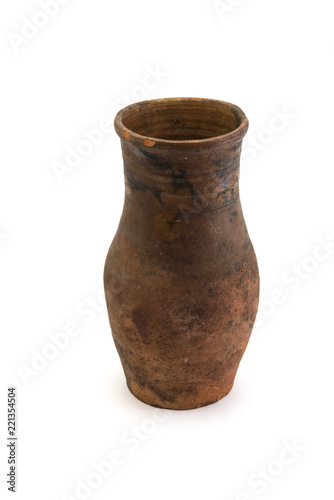 Clay Jug on a white background.