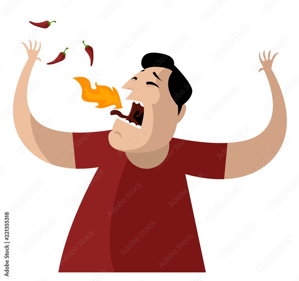 man-eating-spicy-food-stock-vector-adobe-stock