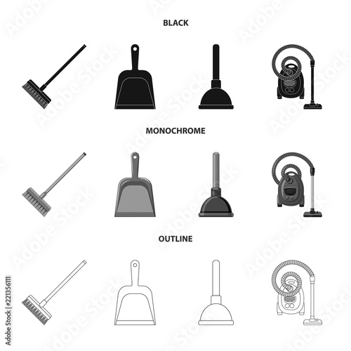 Vector illustration of cleaning and service icon. Set of cleaning and household stock vector illustration.