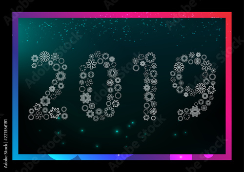 2019 new year flowers background