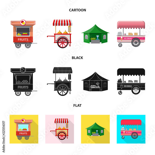 Vector illustration of market and exterior symbol. Set of market and food stock vector illustration.