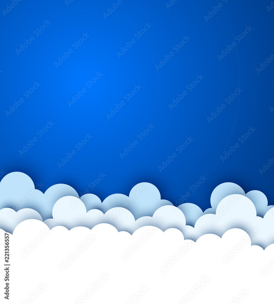 Blue sky with white paper decorative clouds. Blue sky with white paper decorative clouds.