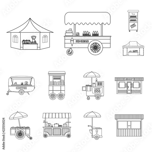 Vector design of market and exterior symbol. Set of market and food vector icon for stock.