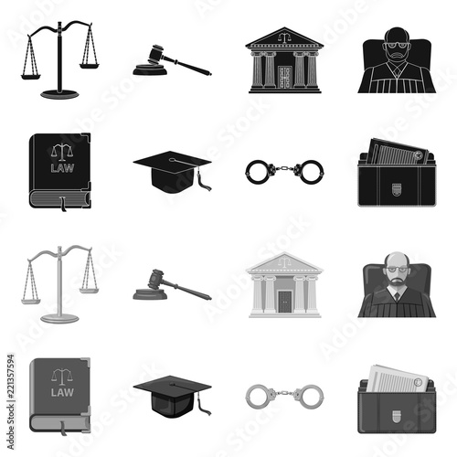 Isolated object of law and lawyer icon. Collection of law and justice vector icon for stock.
