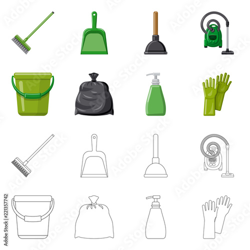 Vector design of cleaning and service icon. Collection of cleaning and household stock symbol for web.
