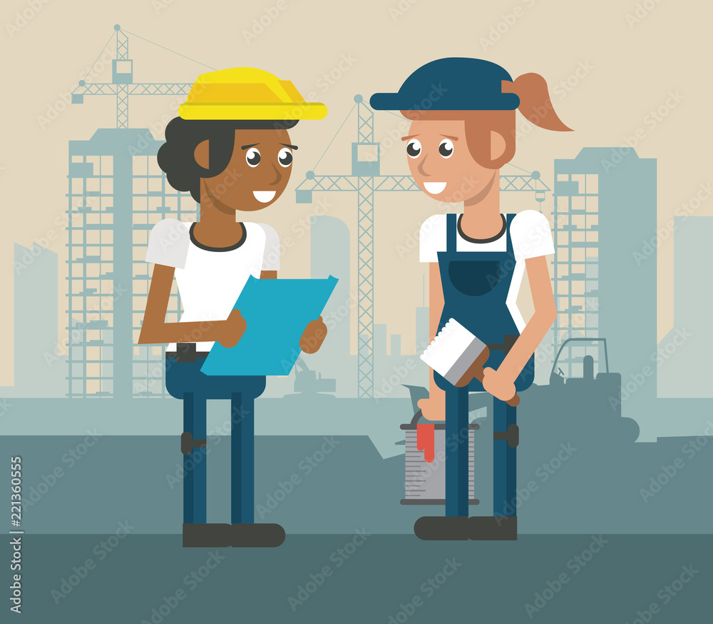 Construcion workers geometric cartoons Construcion workers geometric cartoons
