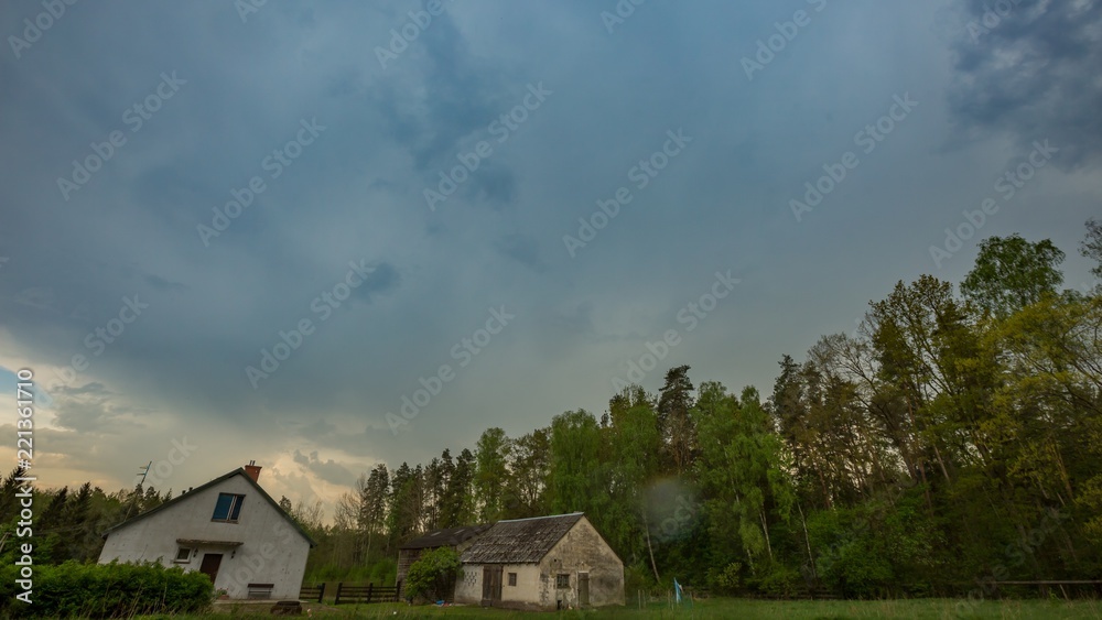 Beautiful dramatic sky in polish landscape.