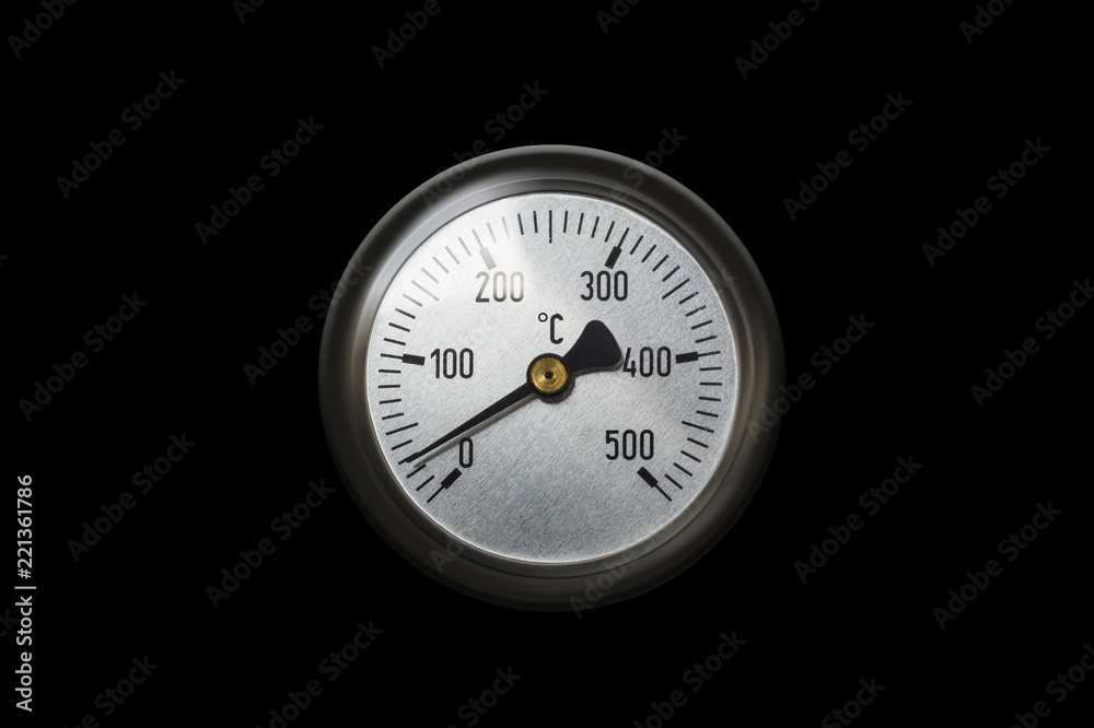 Celsius thermometer temperature gauge from a heater isolated Celsius thermometer temperature gauge from a heater isolated