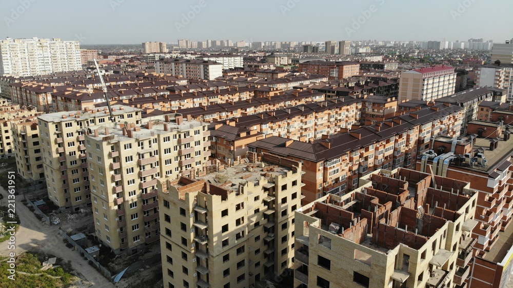 Obraz premium Unfinished buildings from the air.
