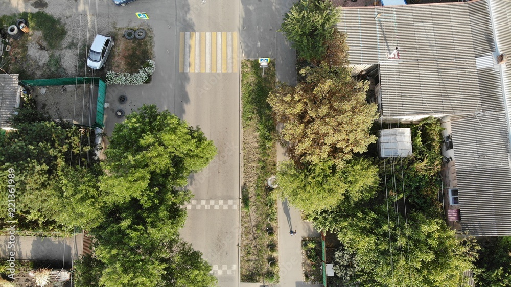 Aerial view of the city street. Aerial view of the city street.