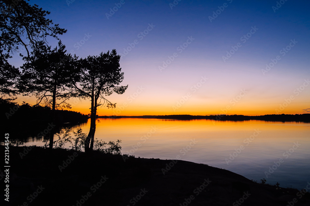 Beautiful Sunset at Ladoga Lake