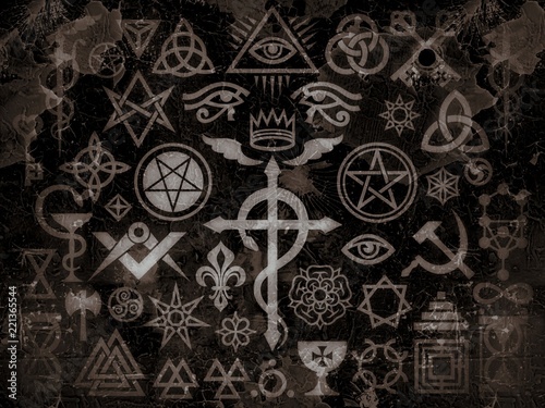 Medieval Occult Signs And Magic Stamps, Sigils, Locks, Knots. Mystic symbols of the Illuminati, Masonic Rituals and Black Magic. (Vintage Grime Edition). © «MysticaLink»