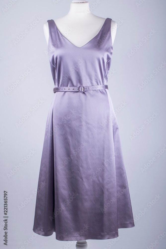 Tailors Mannequin dressed in a Lilac Satin Dress Tailors Mannequin dressed in a Lilac Satin Dress