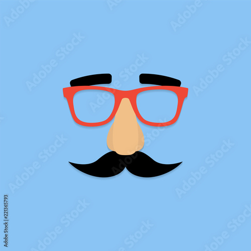 Mask with glasses fake nose and mustache. Vector illustration