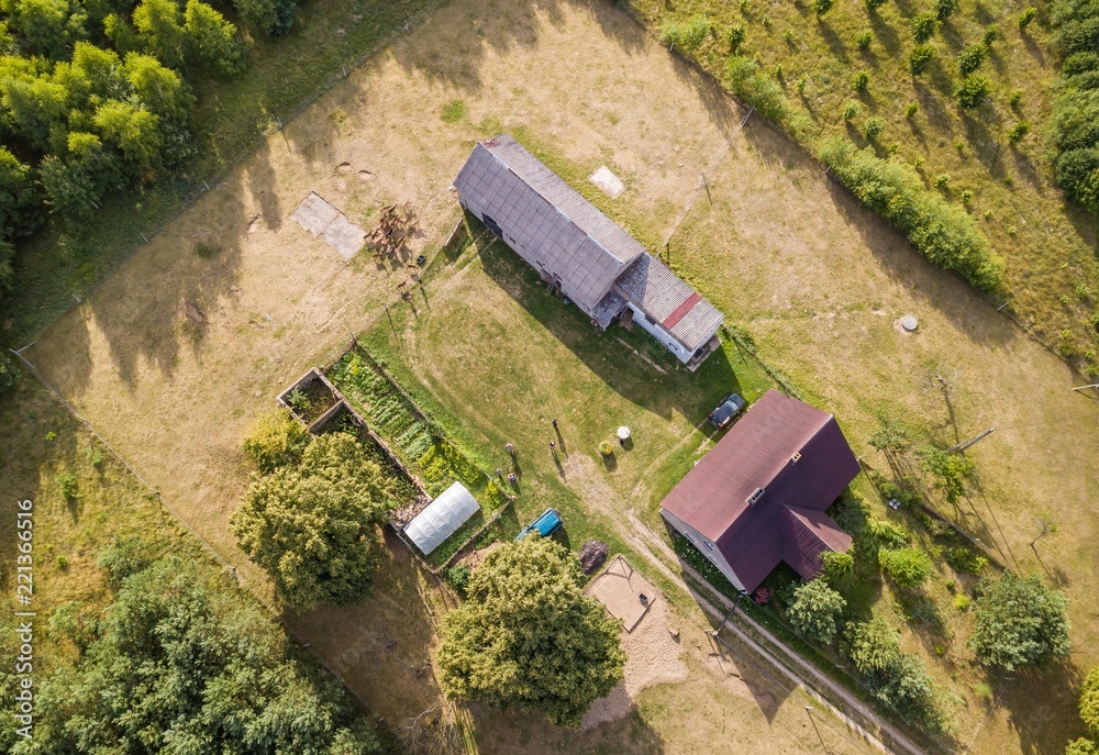 Aerial landscape with house in nature.