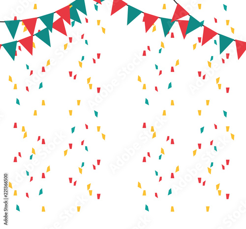 party flags with confetti decoration design