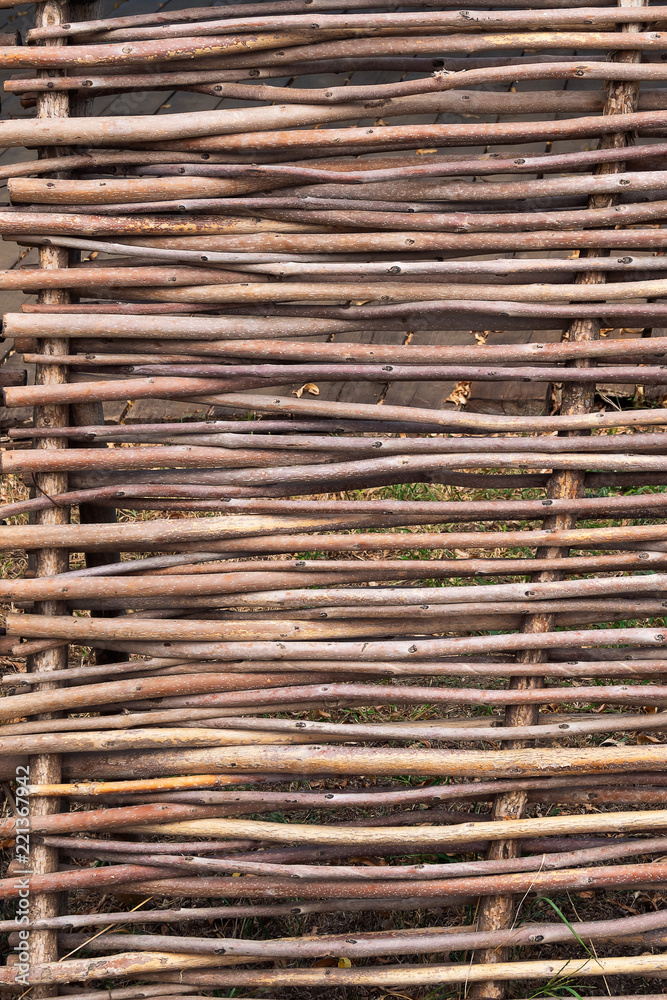 Fence of twigs for fencing rural area.
