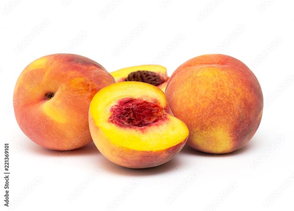 Peach fruit single isolated on white background Peach fruit single isolated on white background