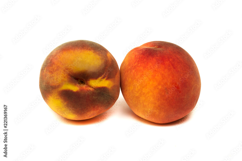 Peach fruit single isolated on white background Peach fruit single isolated on white background