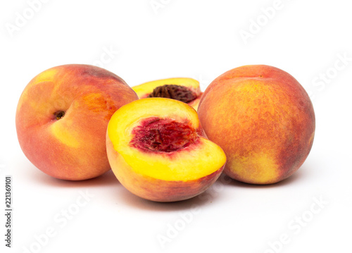 Peach fruit single isolated on white background