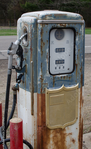 Vintage Gas pump with rustic coloration