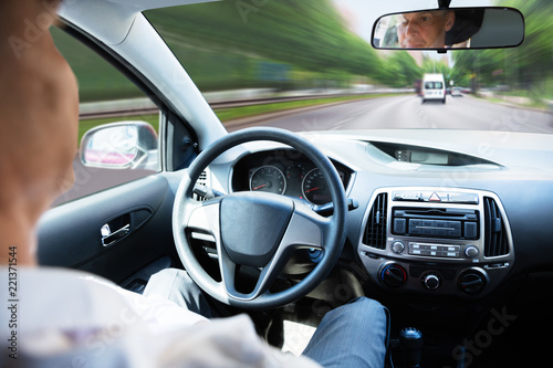 Man In Self Driving Car