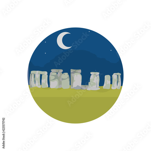 stonehenge sculpture at night landscape with moon